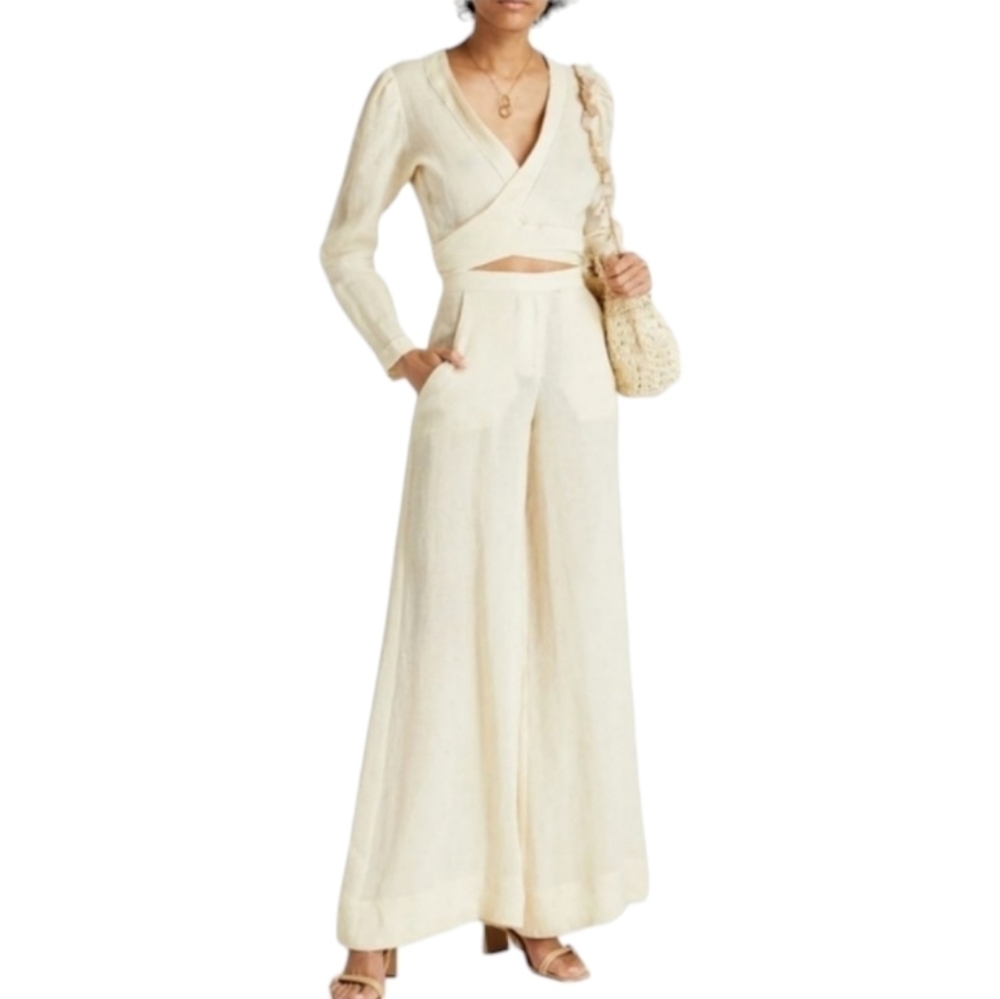 Lisa Marie Fernandez Cropped Wrap Top, Size 6, Cream, NWT
